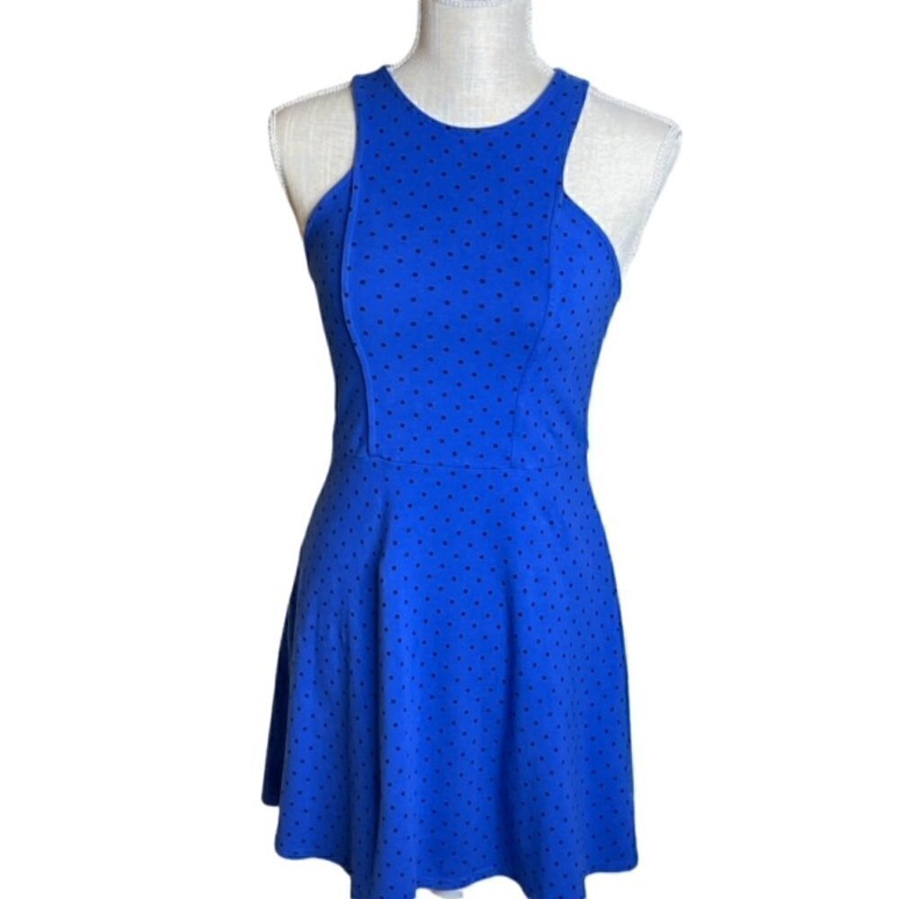 AMERICAN EAGLE Sleeveless Blue Polka Dot Back Cut-Out Dress - Size XS